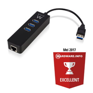 Ewent 3-port USB 3.0 Hub met Gigabit LAN - EW1140